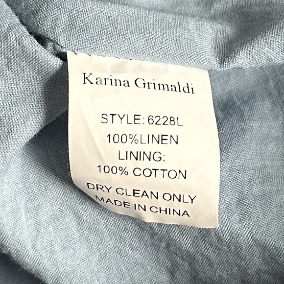 Karina Grimaldi 100% Linen Cotton Pleated V Neck Romper Blue Medium - Picture 14 of 14